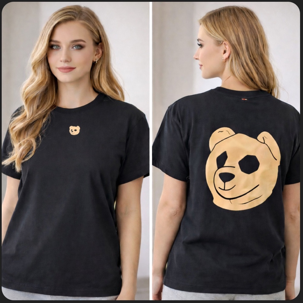 Graphic Bear Tee - Black Unisex T-Shirt (Front & Back Print)